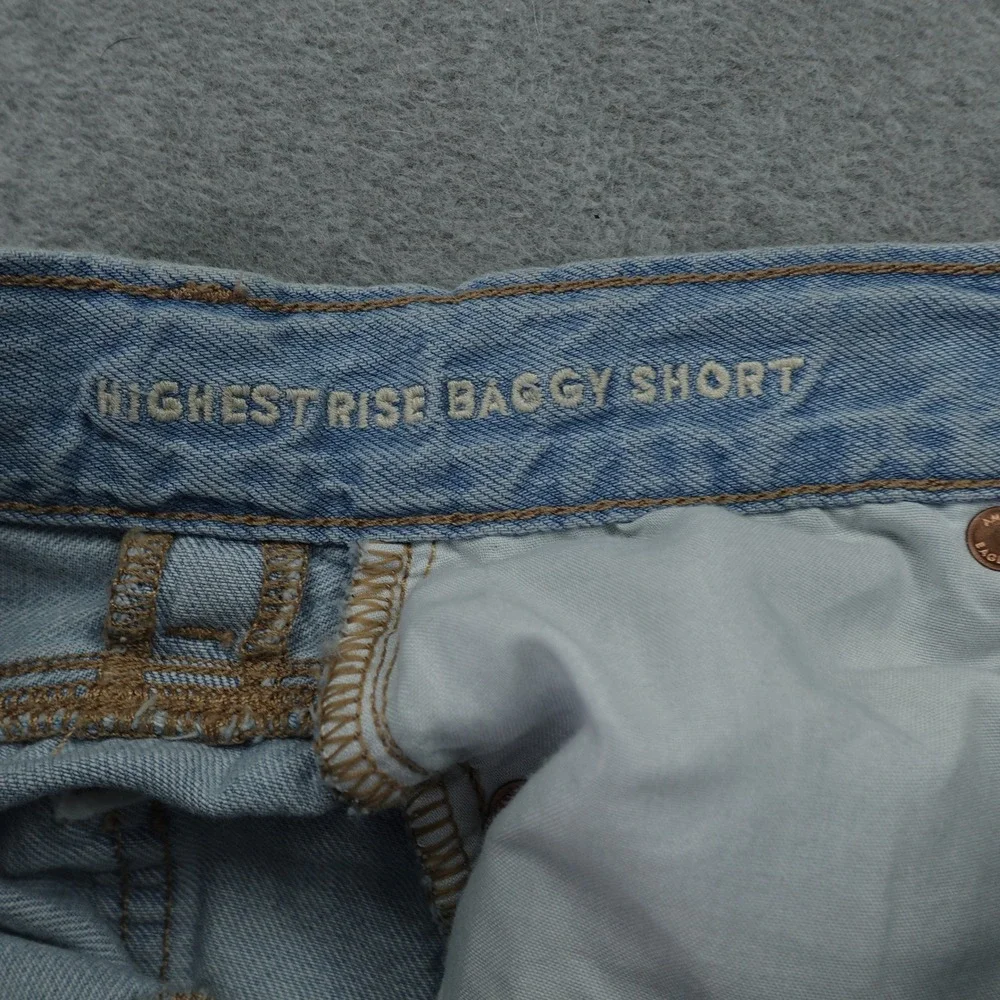 American Eagle Shorts Womens‎ 0 Blue Highest Rise Baggy Distressed Denim
